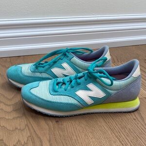 New Balance Turquoise and Gray Running Shoes, Suede Material, Size 6